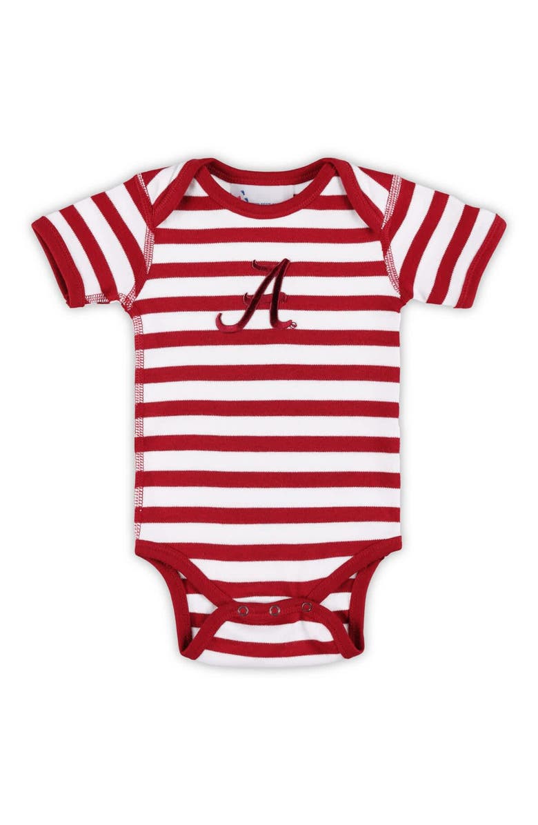 TWO FEET AHEAD Newborn & Infant Two Feet Ahead Crimson Alabama Crimson Tide Stripe Shoulder Bodysuit, Main, color, Crimson