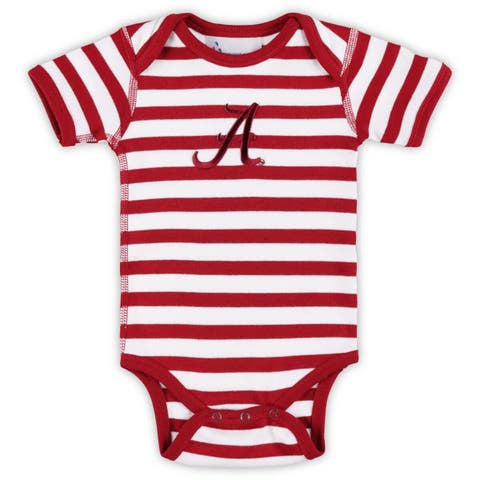 Newborn & Infant Two Feet Ahead Crimson Alabama Crimson Tide Stripe Shoulder Bodysuit