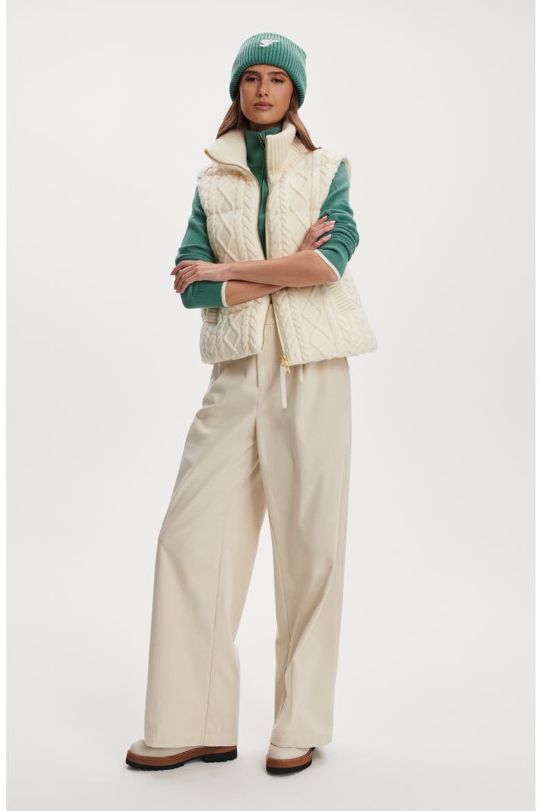 Irina Cable Quilted Puffer Vest, Alternate, color, EGRET