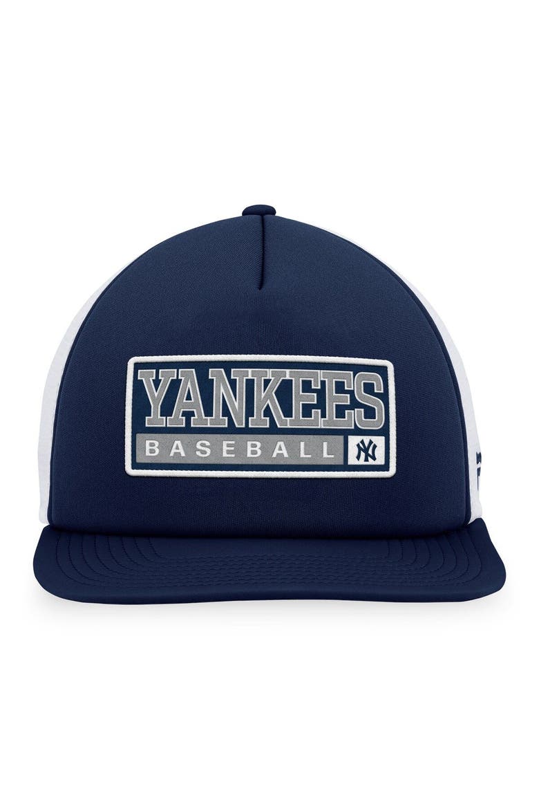 Men's Majestic Navy/White New York Yankees Foam Trucker Snapback Hat, Alternate, color, Navy