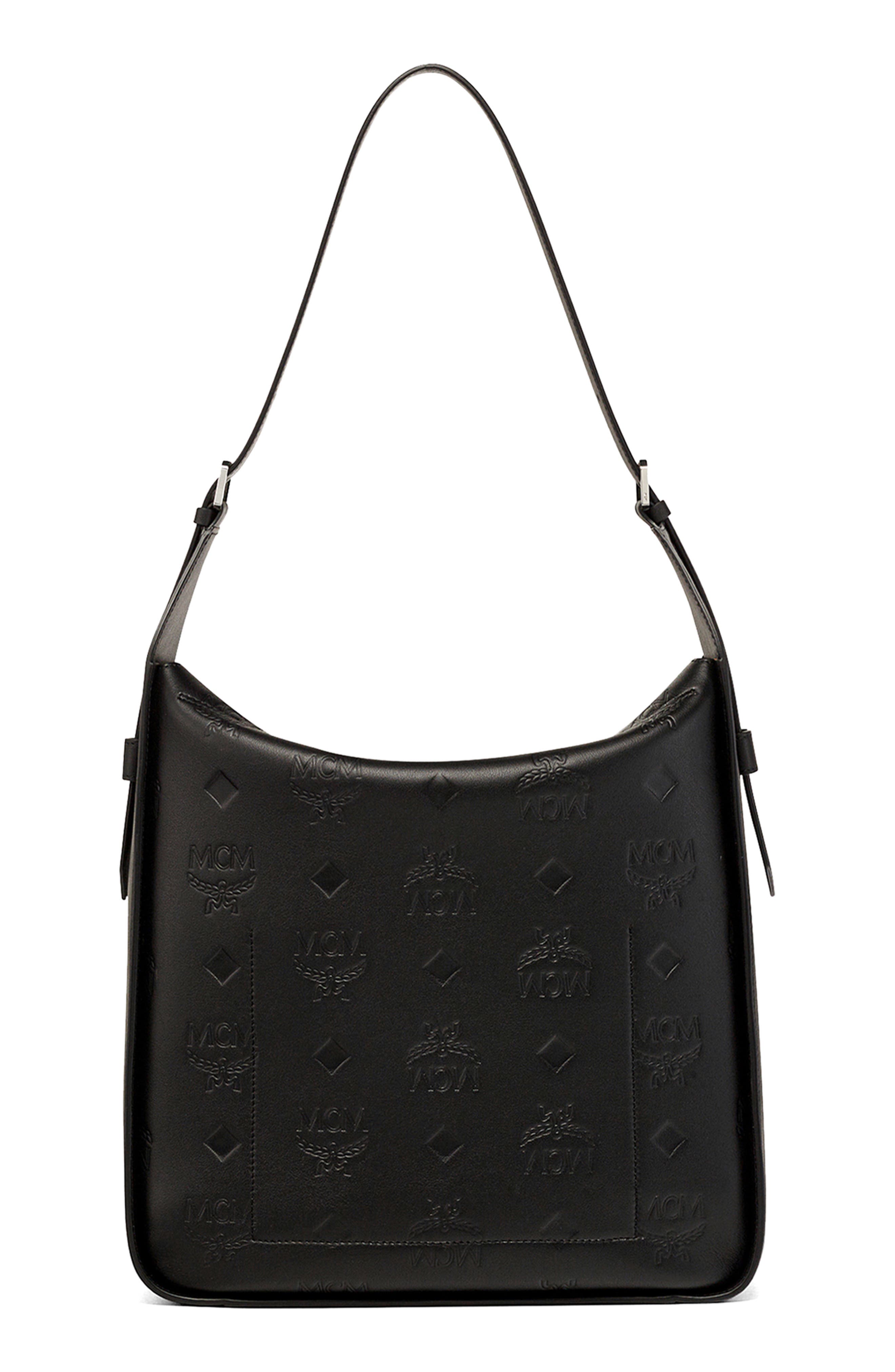 MCM Large Aren Leather Hobo Bag, Alternate, color, 