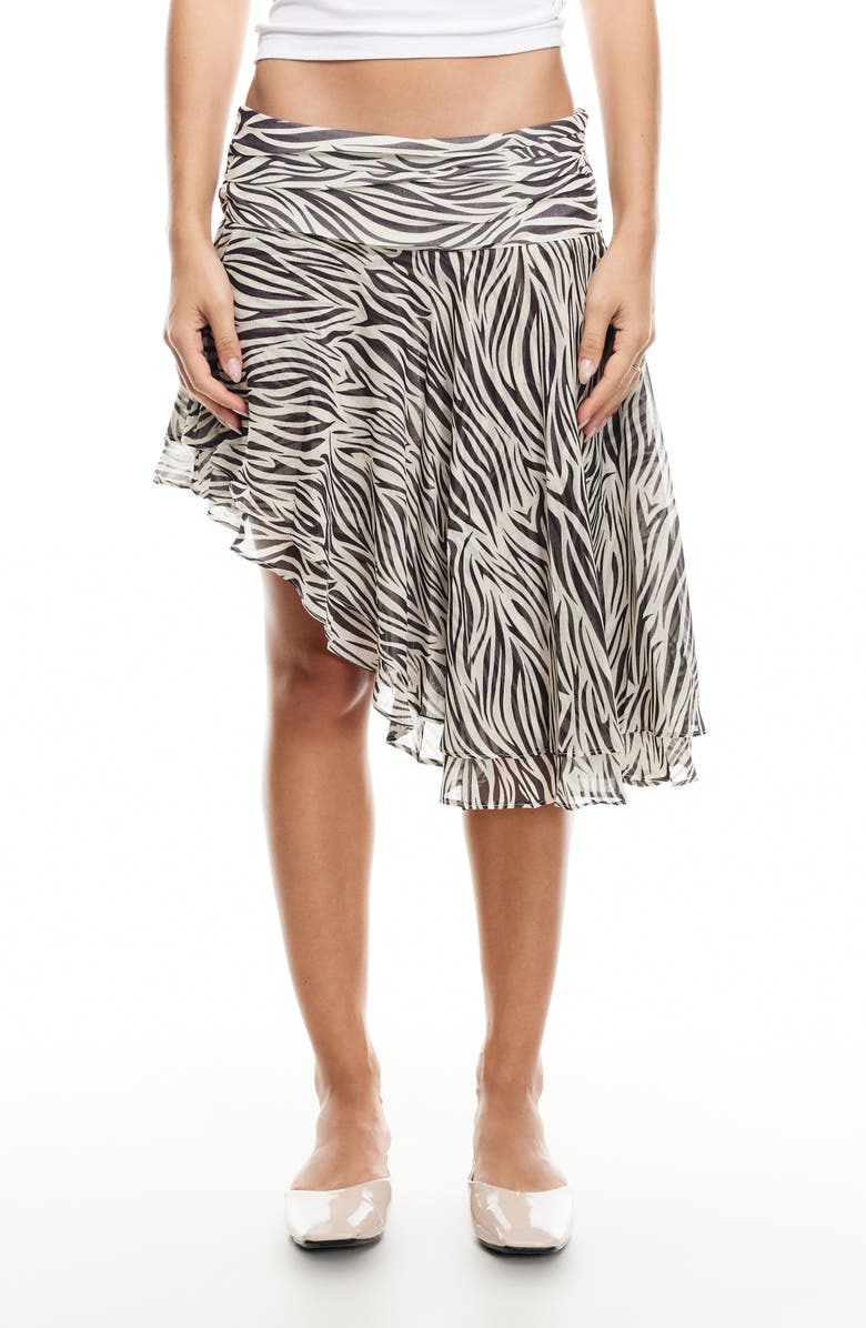 LIONESS Legacy Chiffon Midi Skirt, Main, color, Zebra