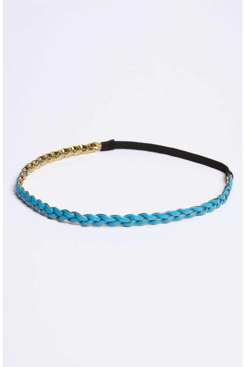 Reversible Braided Headband, Main, color, TURQUOISE/ GOLD
