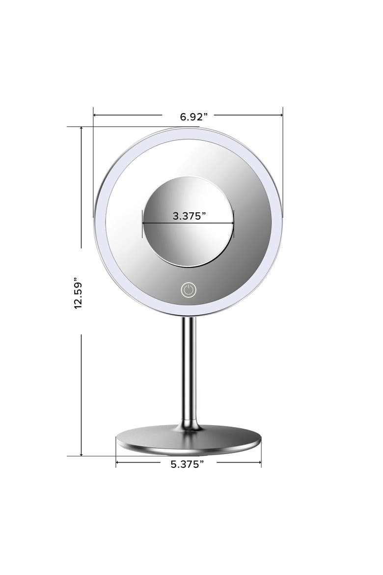 Luxe Tri-Tone LED Makeup Mirror, Alternate, color, Silver