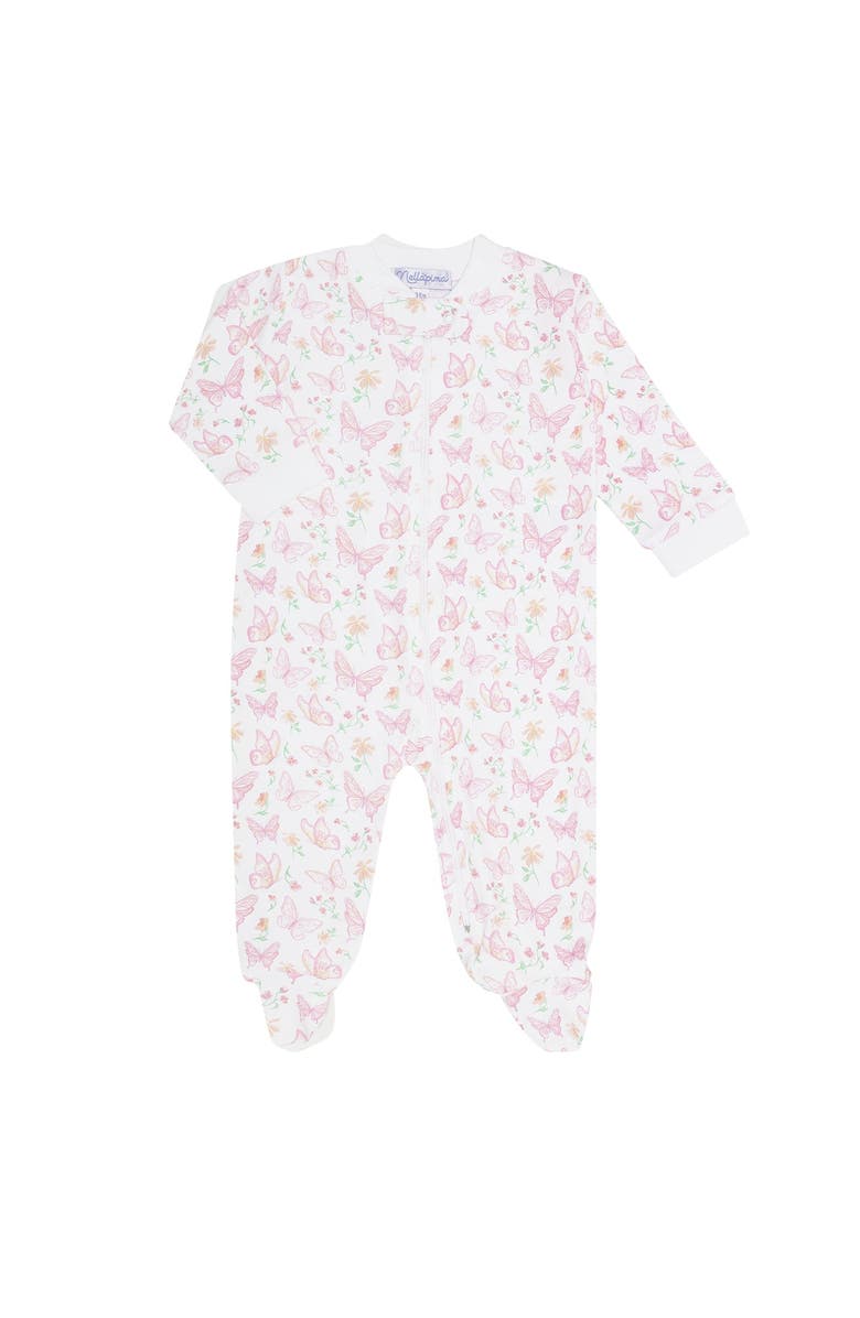 Nellapima Butterflies Print Zipper Footie - Baby, Alternate, color, Pink