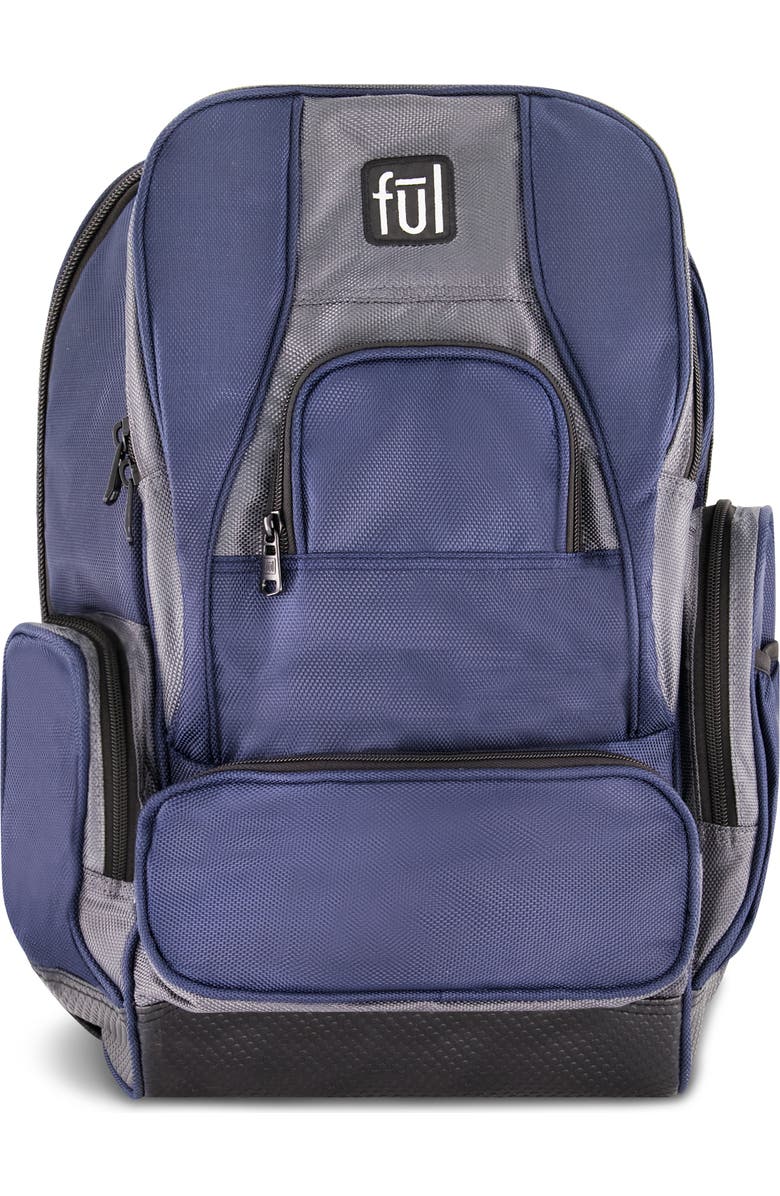 Ful Big Easy Water Resistant 17" Backpack, Main, color, Navy/Grey