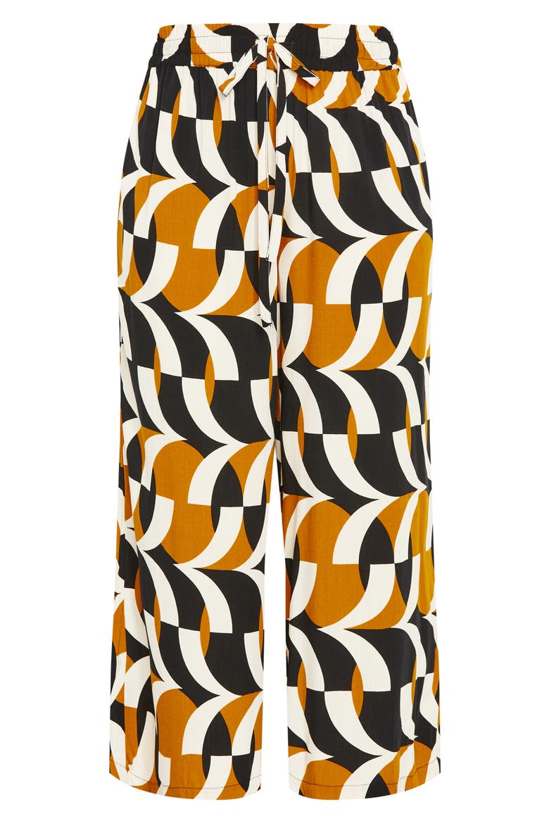 Nova Print Drawstring Ankle Wide Leg Pants, Alternate, color, BLACK PRINT