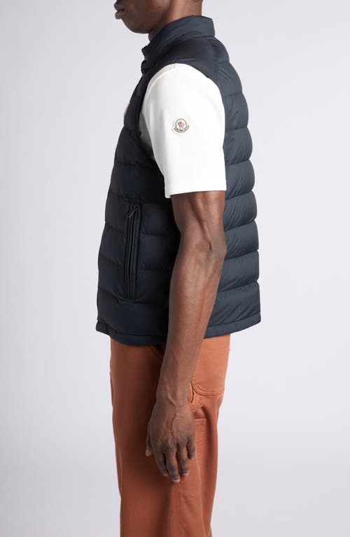 Moncler Tibb Water Repellent Down Puffer Vest In Blue