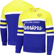 Mitchell & Ness Men's Mitchell & Ness Royal/Gold Golden State Warriors Hardwood Classics Vintage Logo Head Coach Pullover Sweatshirt