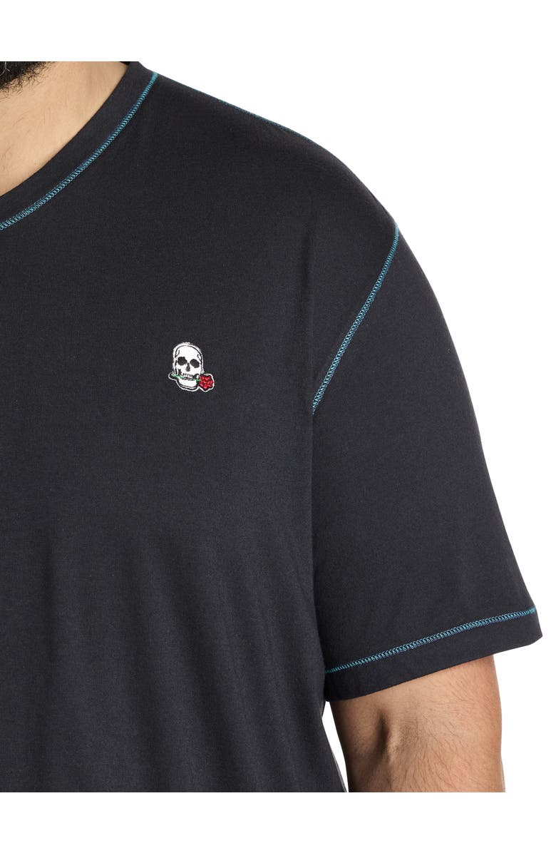 Robert Graham DXL Big & Tall Westwood Contrast Stitch V-Neck T-Shirt, Alternate, color, Black