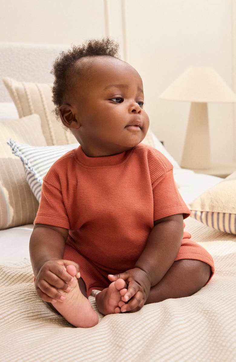 NEXT Waffle Knit T-Shirt & Shorts Set, Alternate, color, Brown