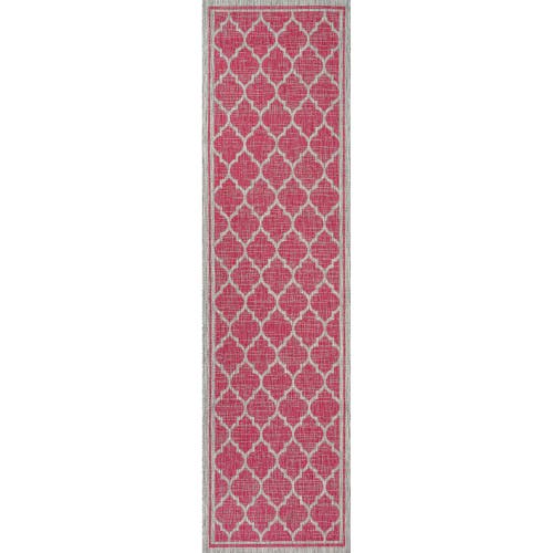 Jonathan Y Trebol Moroccan Trellis Textured Weave Indoor/outdoor Area Rug In Fuchsia/light Gray
