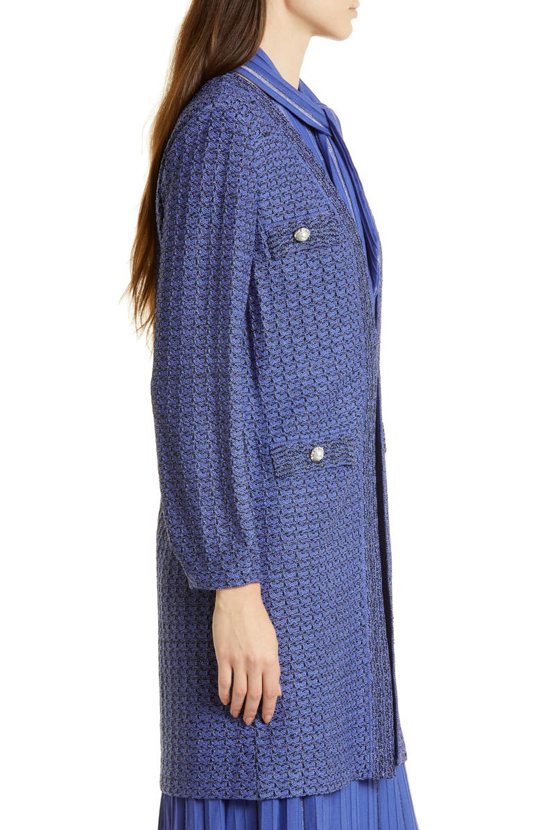Misook Shimmering Longline Tweed Jacket, Alternate, color, 