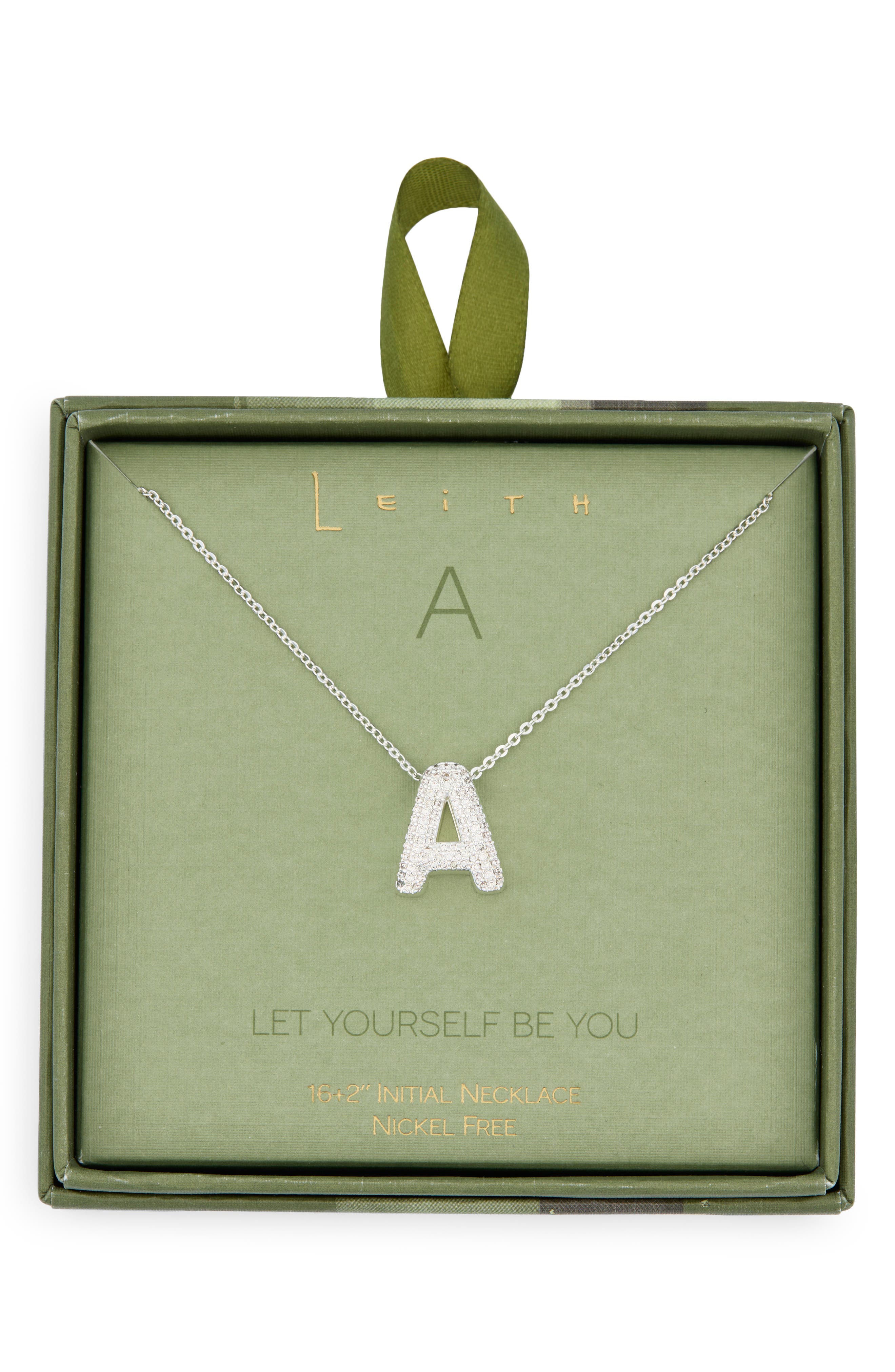 Leith Pavé Cubic Zirconia Initial Pendant Necklace