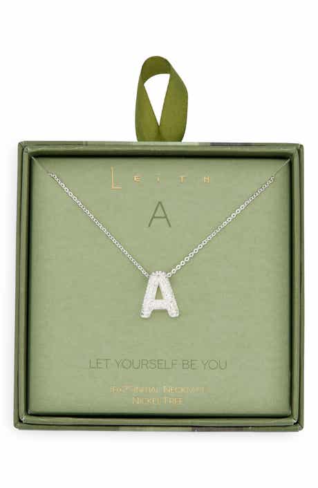 Leith Pavé Cubic Zirconia Initial Pendant Necklace