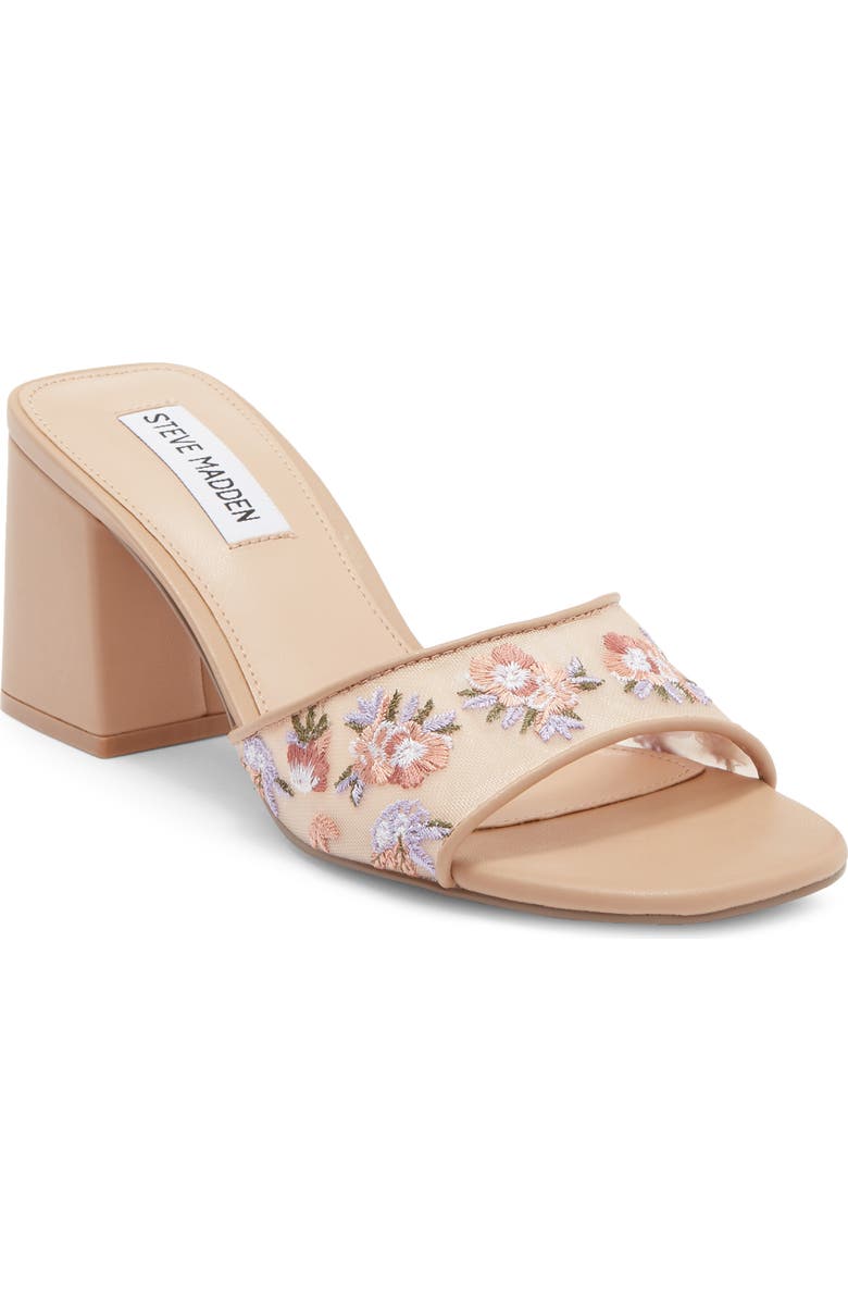 Steve Madden Claudiah Floral Embroidered Slide Sandal, Main, color,