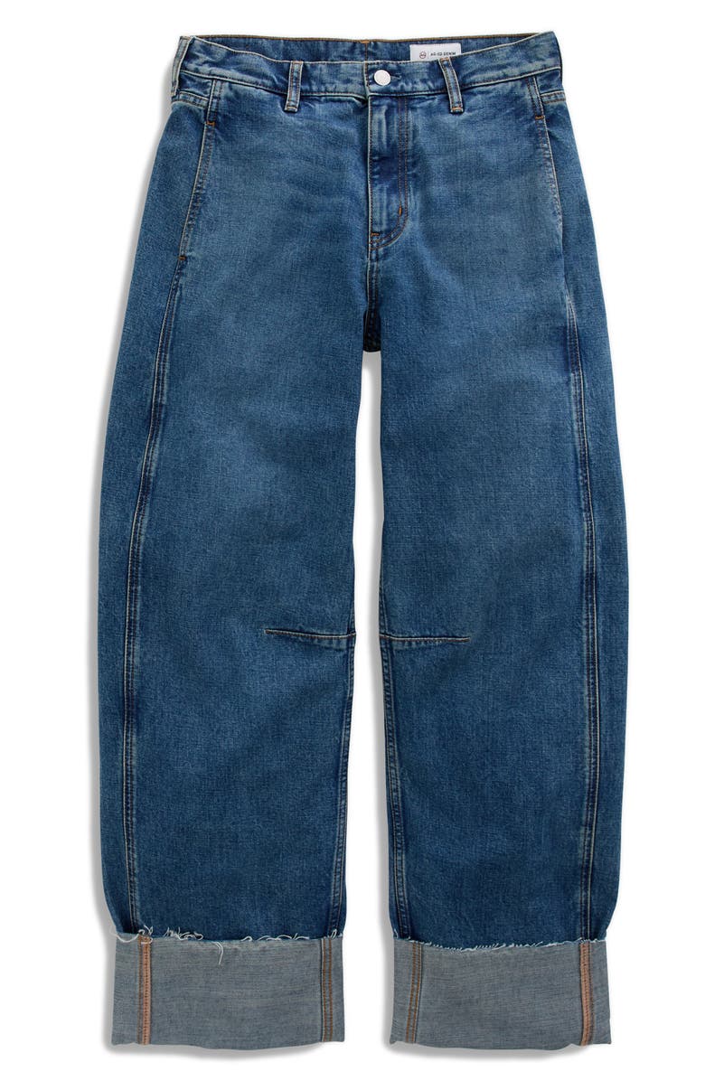 AG Mercer Cuffed Raw Hem High Waist Barrel Jeans, Alternate, color, 11 Years Enrich