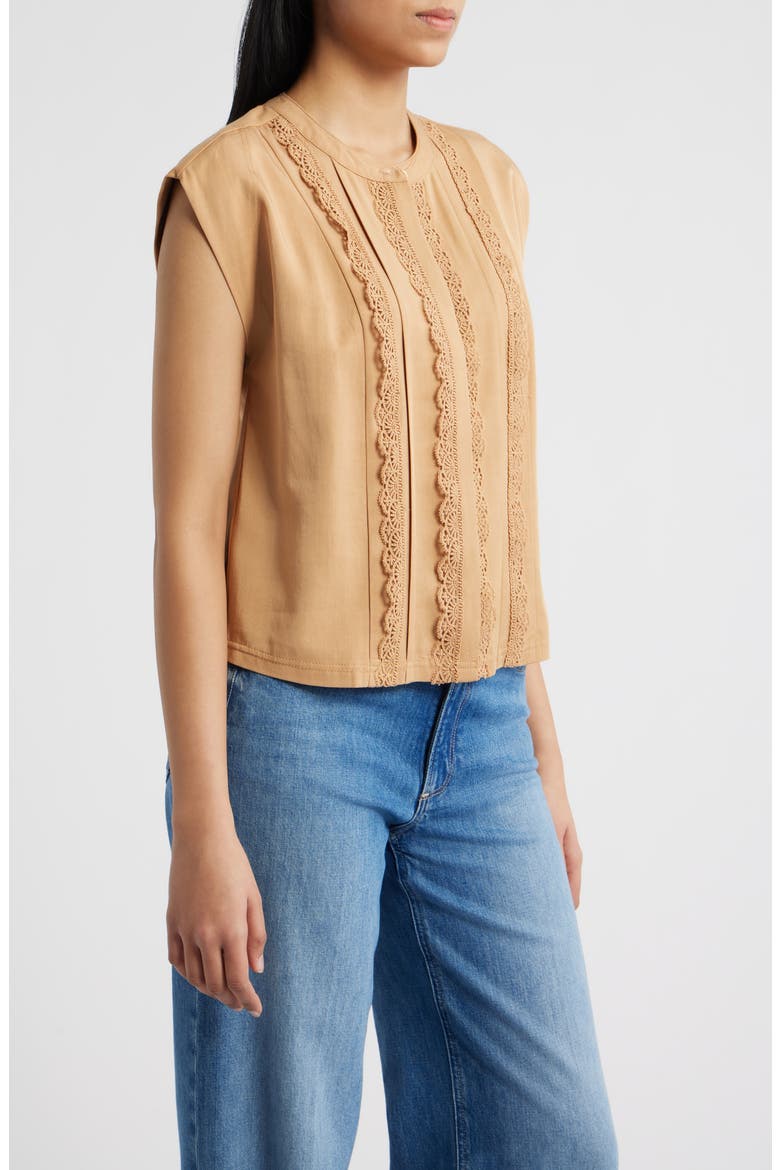 Embellished Cap Sleeve Button-Up Shirt, Alternate, color, GOLDEN SUGAR