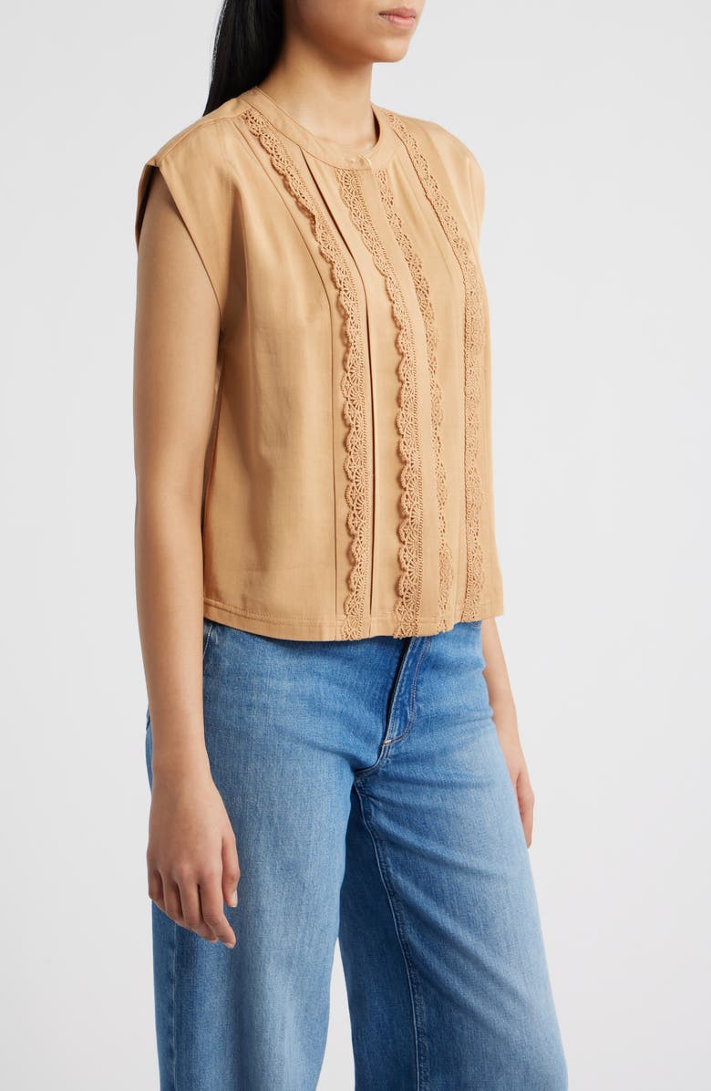 Wit & Wisdom Embellished Cap Sleeve Button-Up Shirt, Alternate, color, Golden Sugar