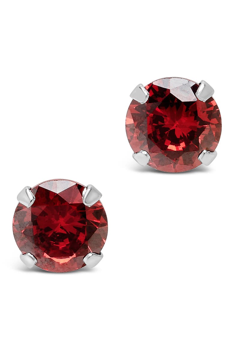 Sterling Silver Cubic Zirconia Stud Earrings, Alternate, color, GARNET