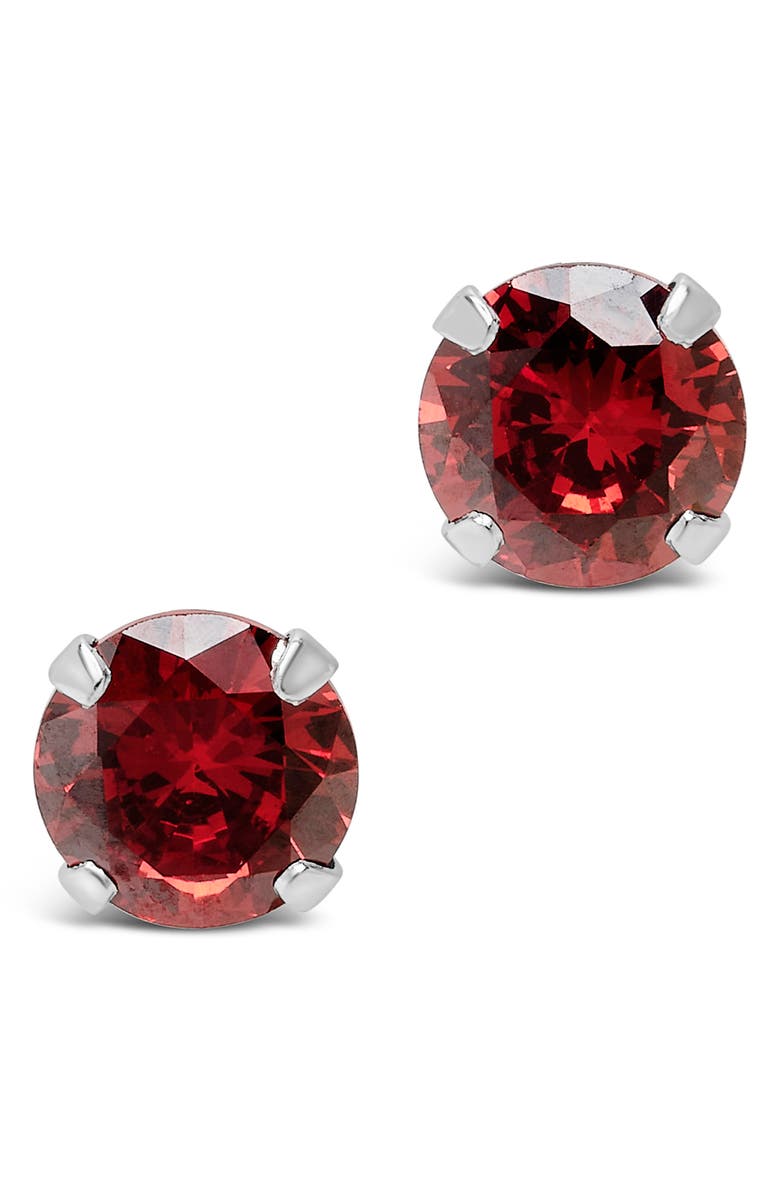 Sterling Forever Sterling Silver Cubic Zirconia Stud Earrings, Alternate, color, Garnet