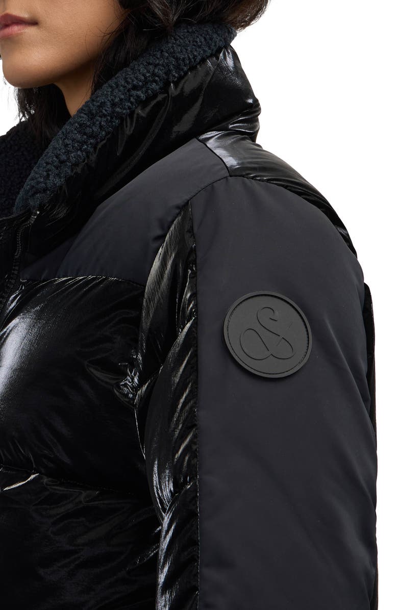 Scotch & Soda Selma Mixed Media Water Repellent Jacket, Alternate, color, Black