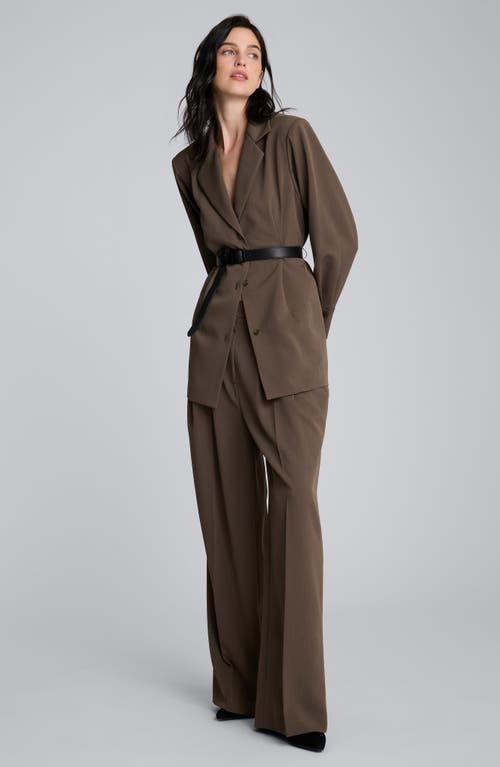 Kenneth Cole Melange Three Button Belted Soft Jacket In Brown
