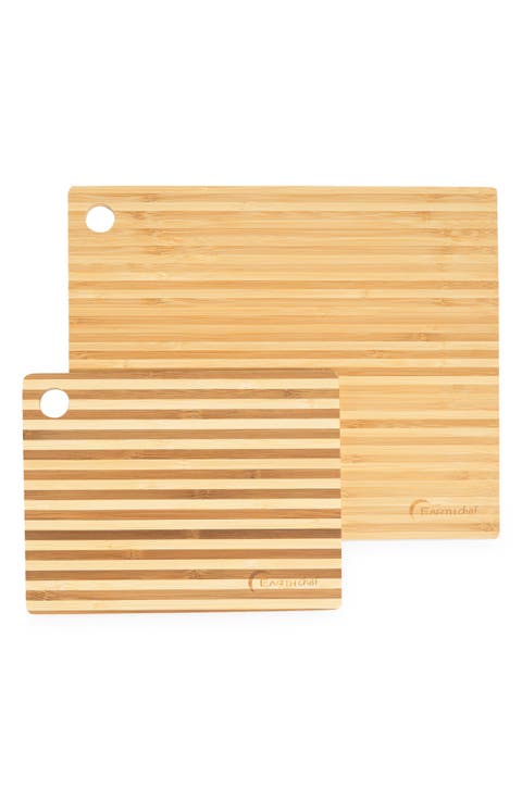Natural Bamboo Prep Board 2-Piece Set