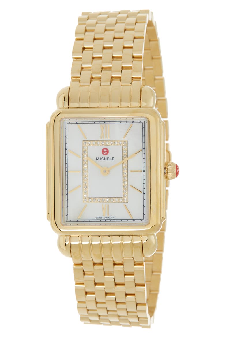 Deco II Two Hand Diamond Bracelet Watch - 0.11ct., Main, color, GOLD