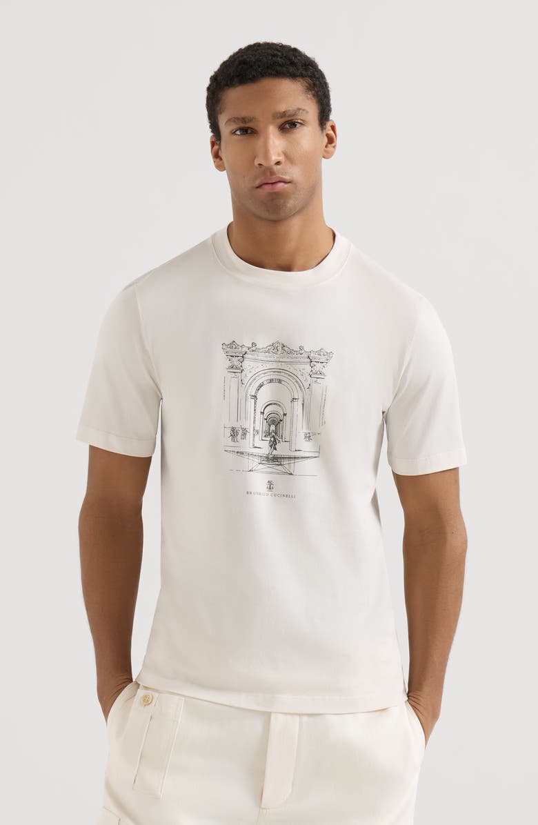 Brunello Cucinelli T-shirt with print, Main, color, White