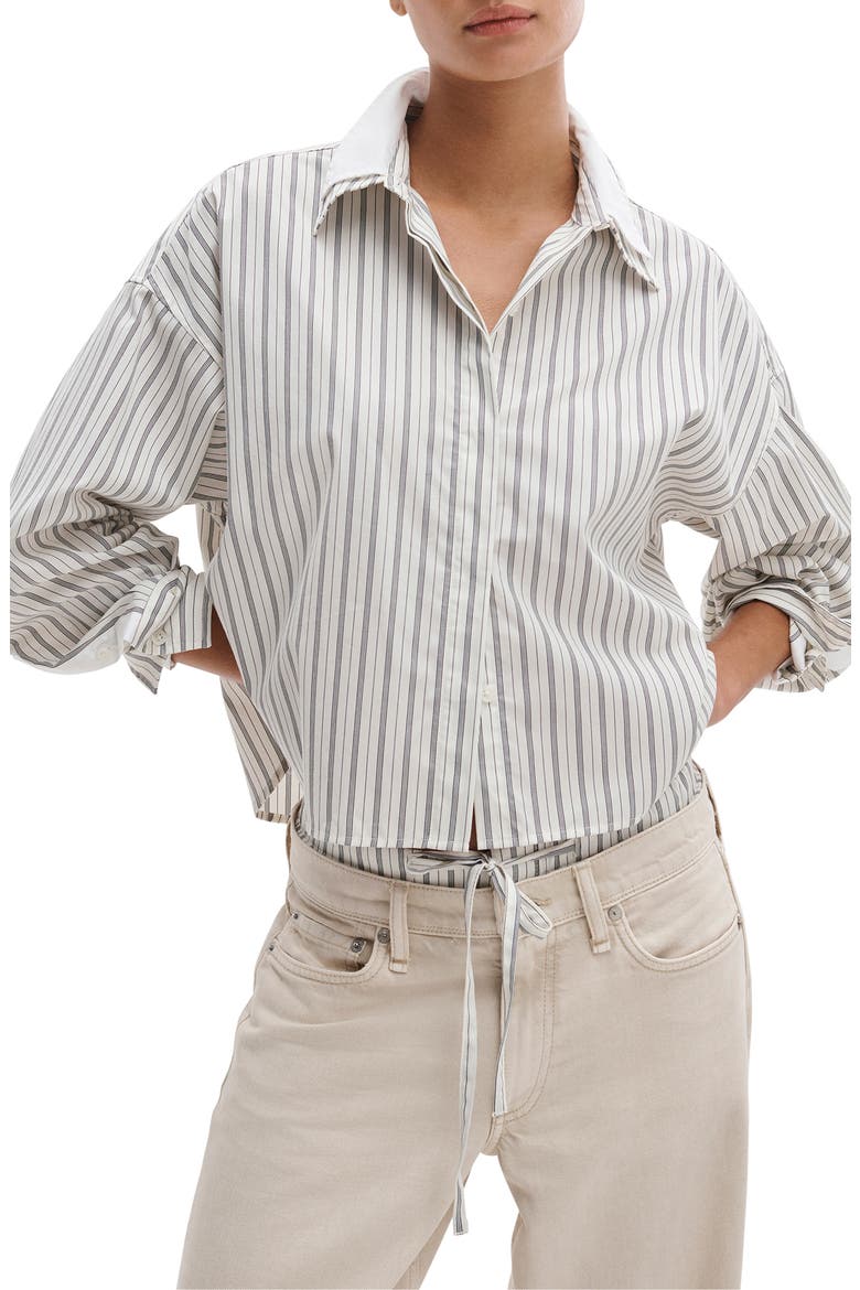 Marin Stripe Cotton Button-Up Shirt, Main, color, CRMST