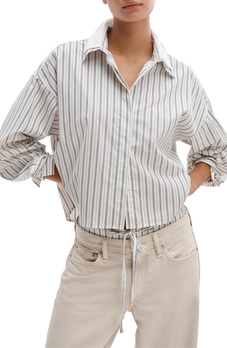 rag & bone Marin Stripe Cotton Button-Up Shirt, Main, color, Crmst