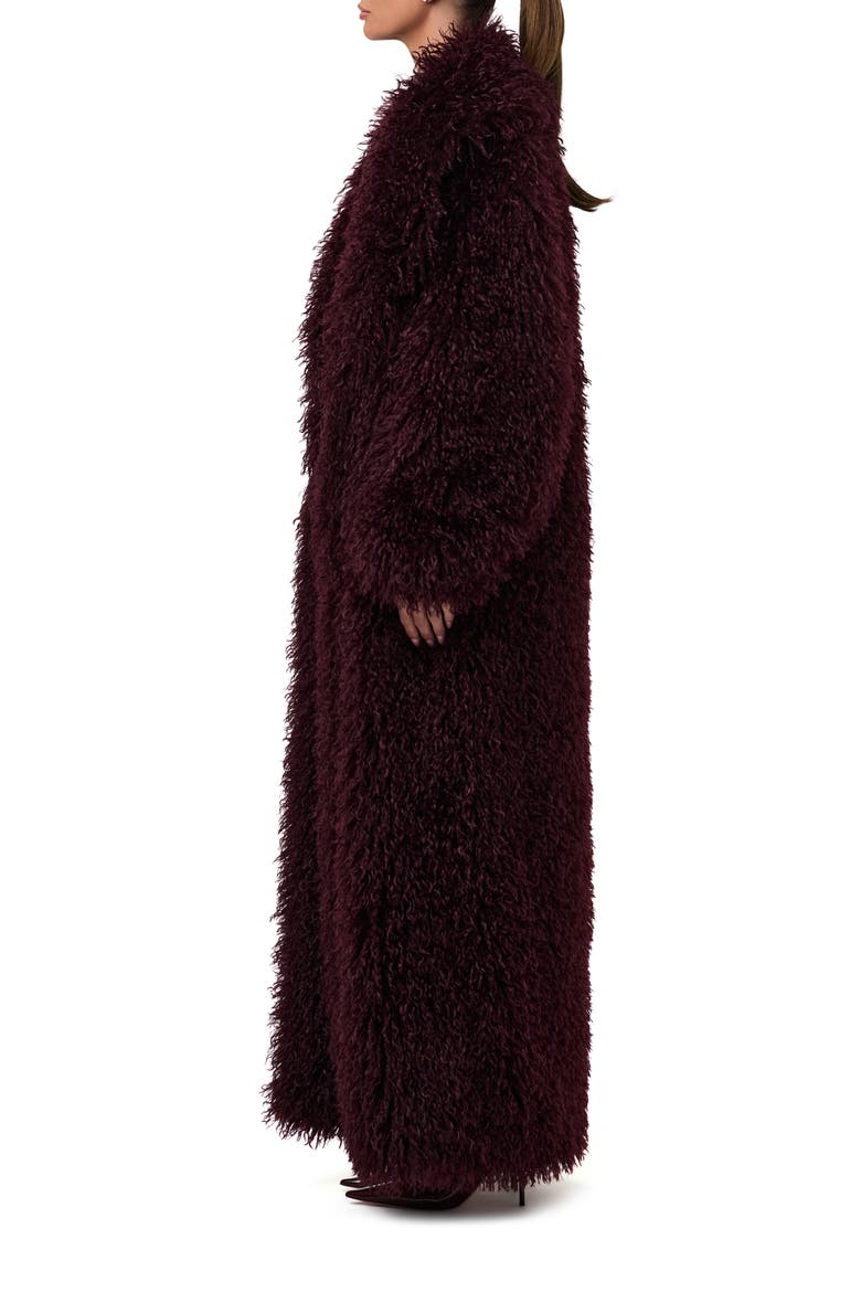 Faux Shearling Coat, Alternate, color, DARK PLUM