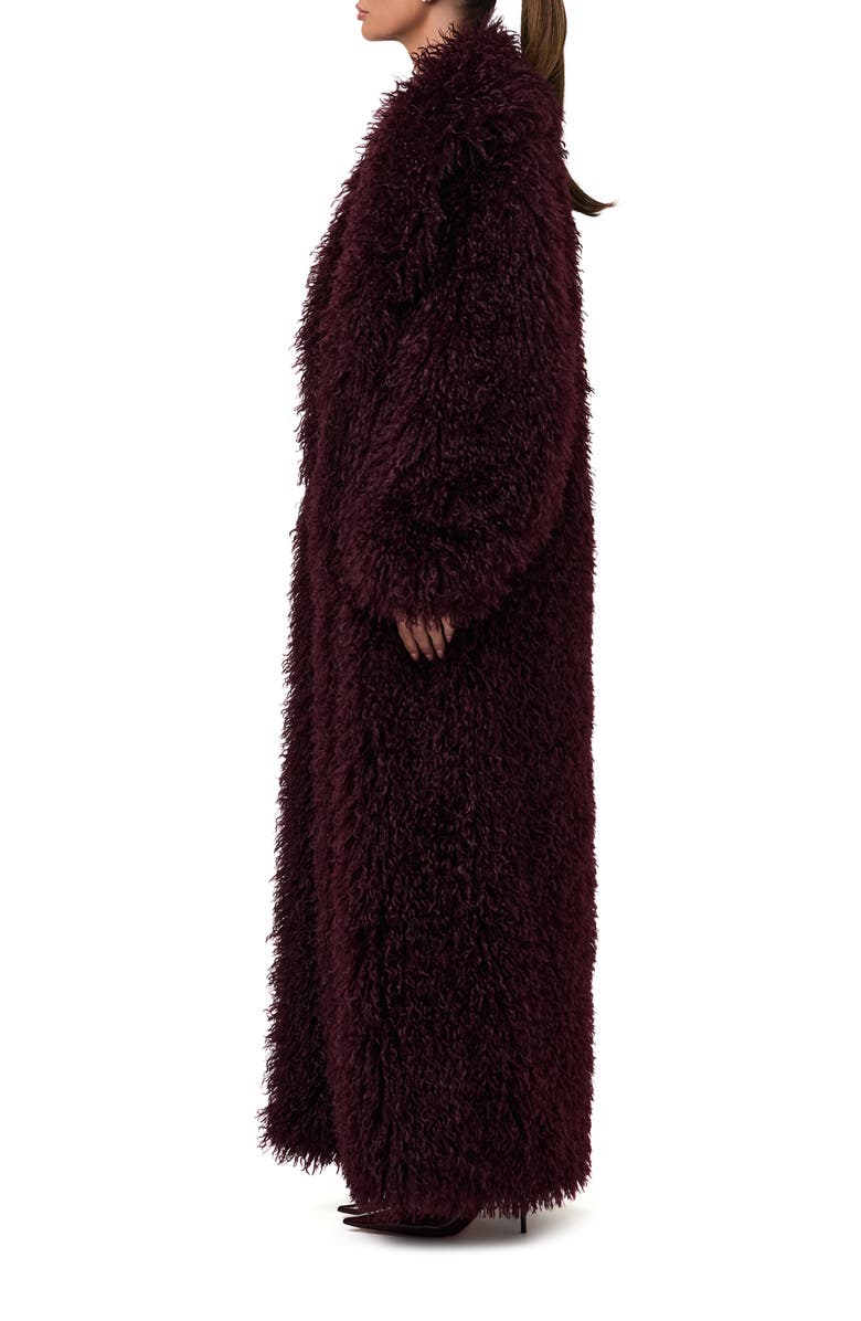 Naked Wardrobe Faux Shearling Coat, Alternate, color, Dark Plum