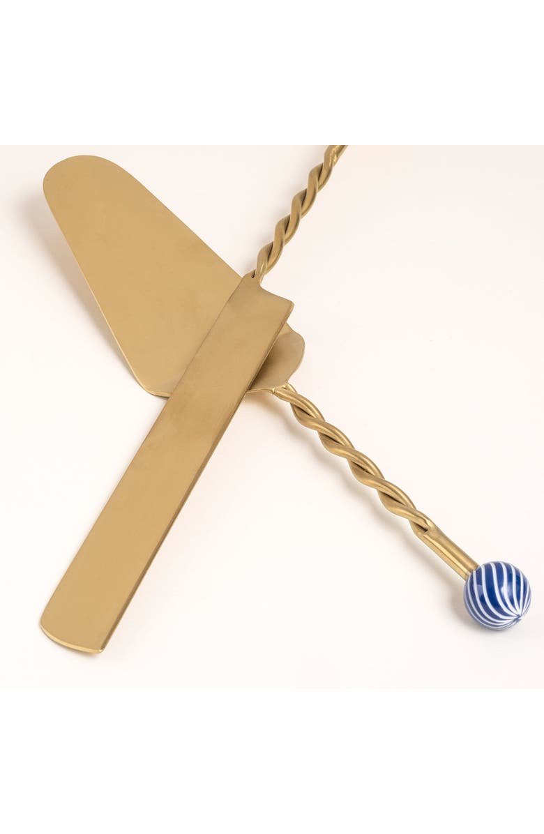 Zsa Zsa Zsu Rampur Set Of 2 Steel Cake Serving Set Cheerland, Alternate, color, Gold