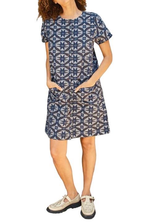 Nat Button Front Mini Shift Dress