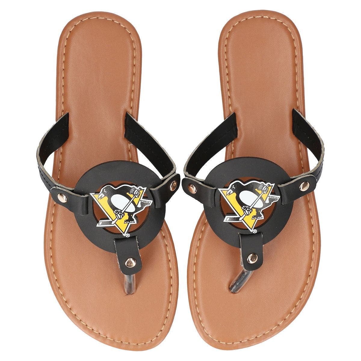 FOCO Women's Pittsburgh Penguins Die-Cut Logo Flip Flops, Alternate, color, 