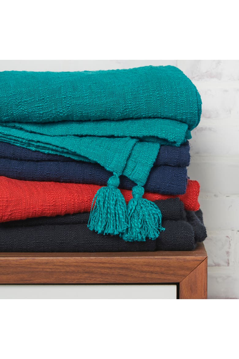 50" x 60" Devin Woven Tassled Throw, Alternate, color, Blue
