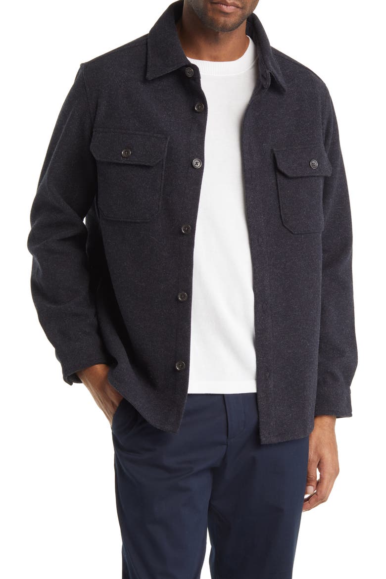 Generation Brushed Flannel Button-Up Shirt Jacket, Main, color, NAVY