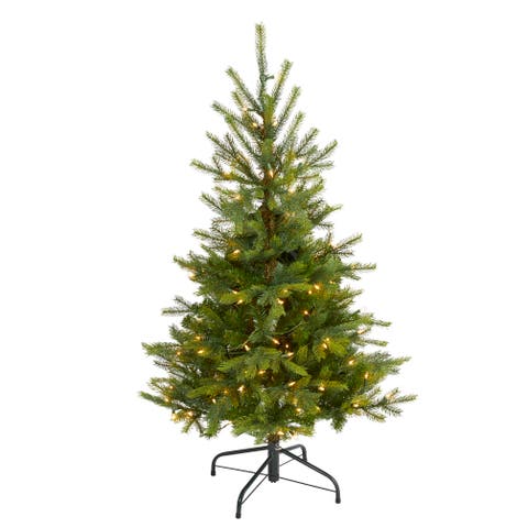 4-ft North Carolina Spruce Artificial Christmas Tree with 100 Clear Lights and 207 Bendable Branches