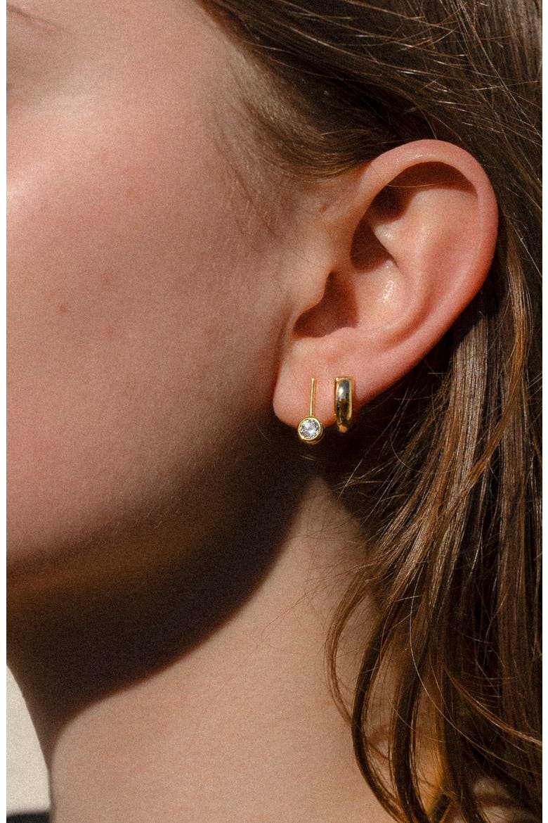 Vince Huggie Hoop Earrings, Alternate, color, 14K GOLD PLATED