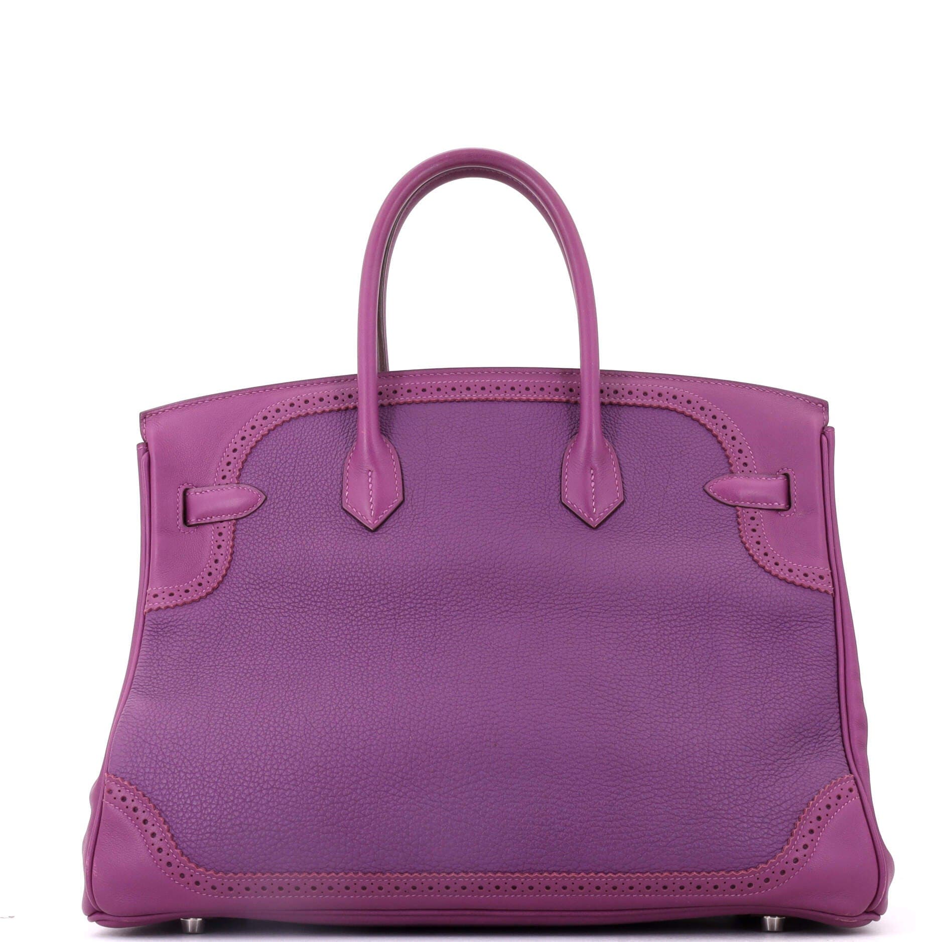 Birkin Ghillies Bag Purple Togo and Swift with Palladium Hardware 35, Alternate, color, Red