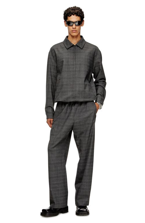 Diesel Coach Jacket In Prince Of Wales Wool Blend And Satin In Black