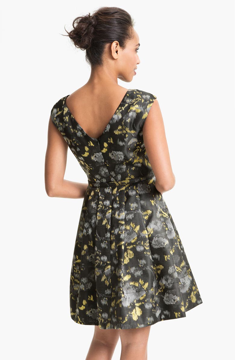 Eliza J Cap Sleeve Jacquard Fit & Flare Dress, Alternate, color,