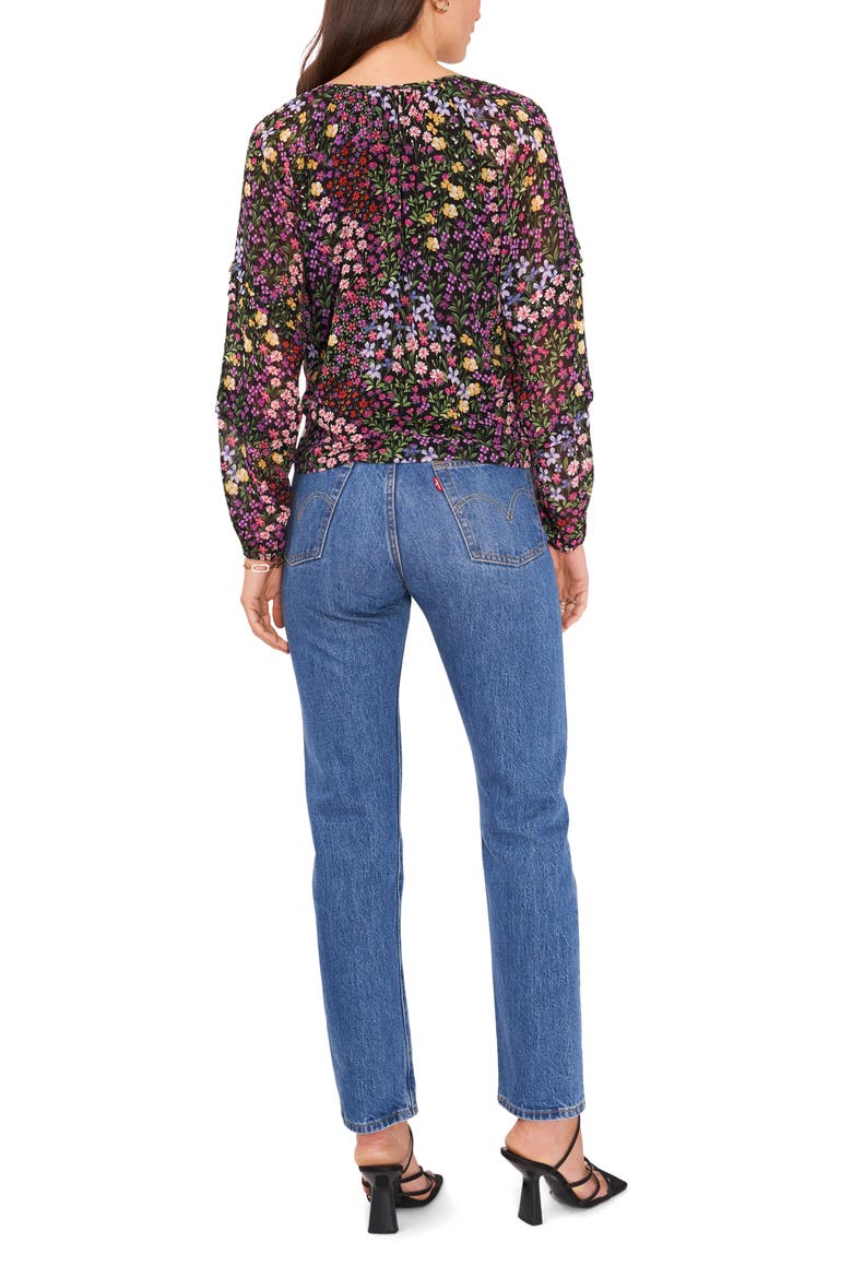 Mixed Floral Tie Neck Blouse, Alternate, color, DITSY PATCHES