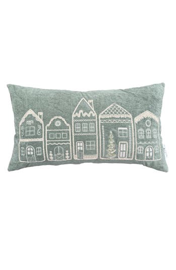 Studiochic Holiday Village Decorative Decorative Throw Pillow In Green