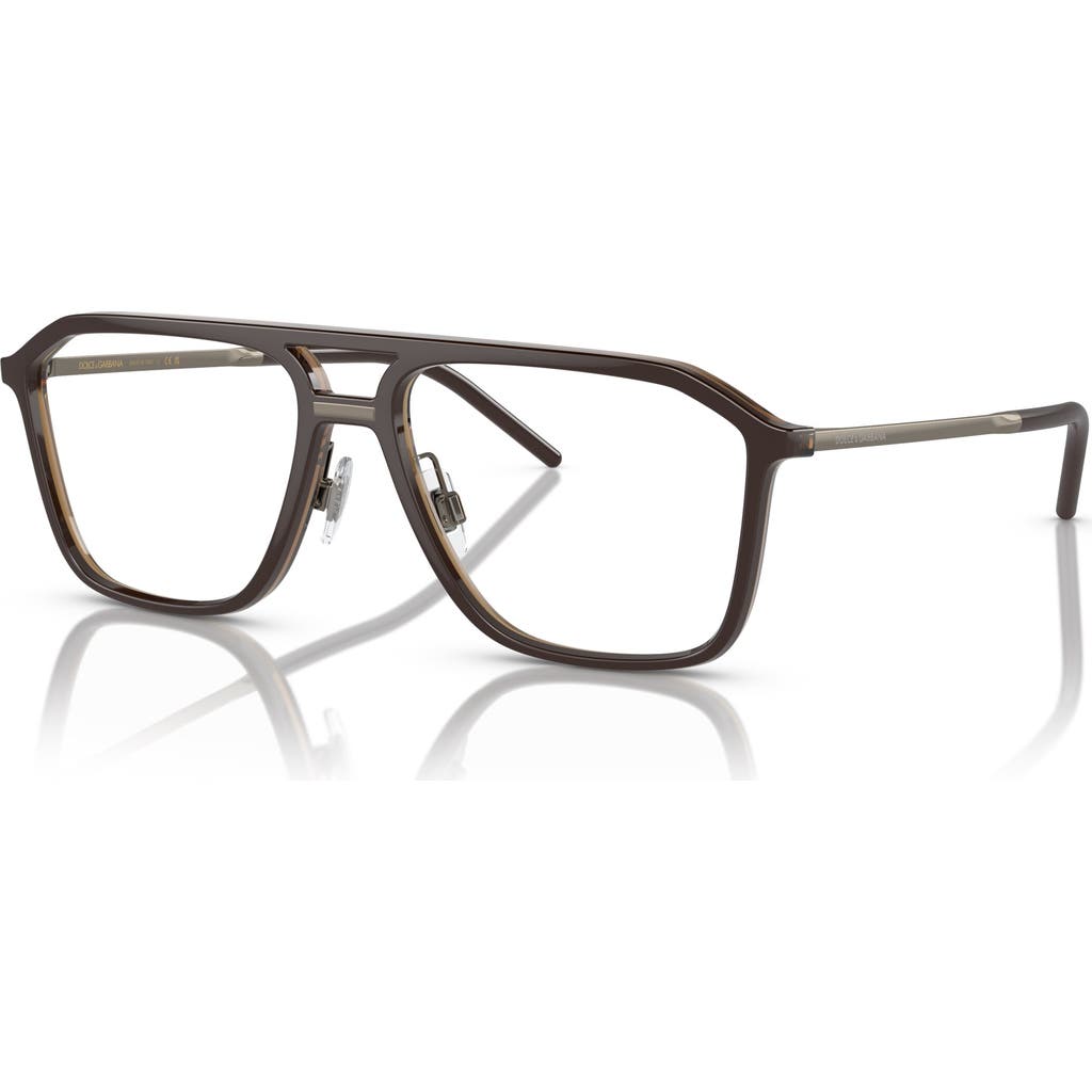 Dolce & Gabbana Dolce&gabbana 55mm Pilot Optical Glasses In Brown