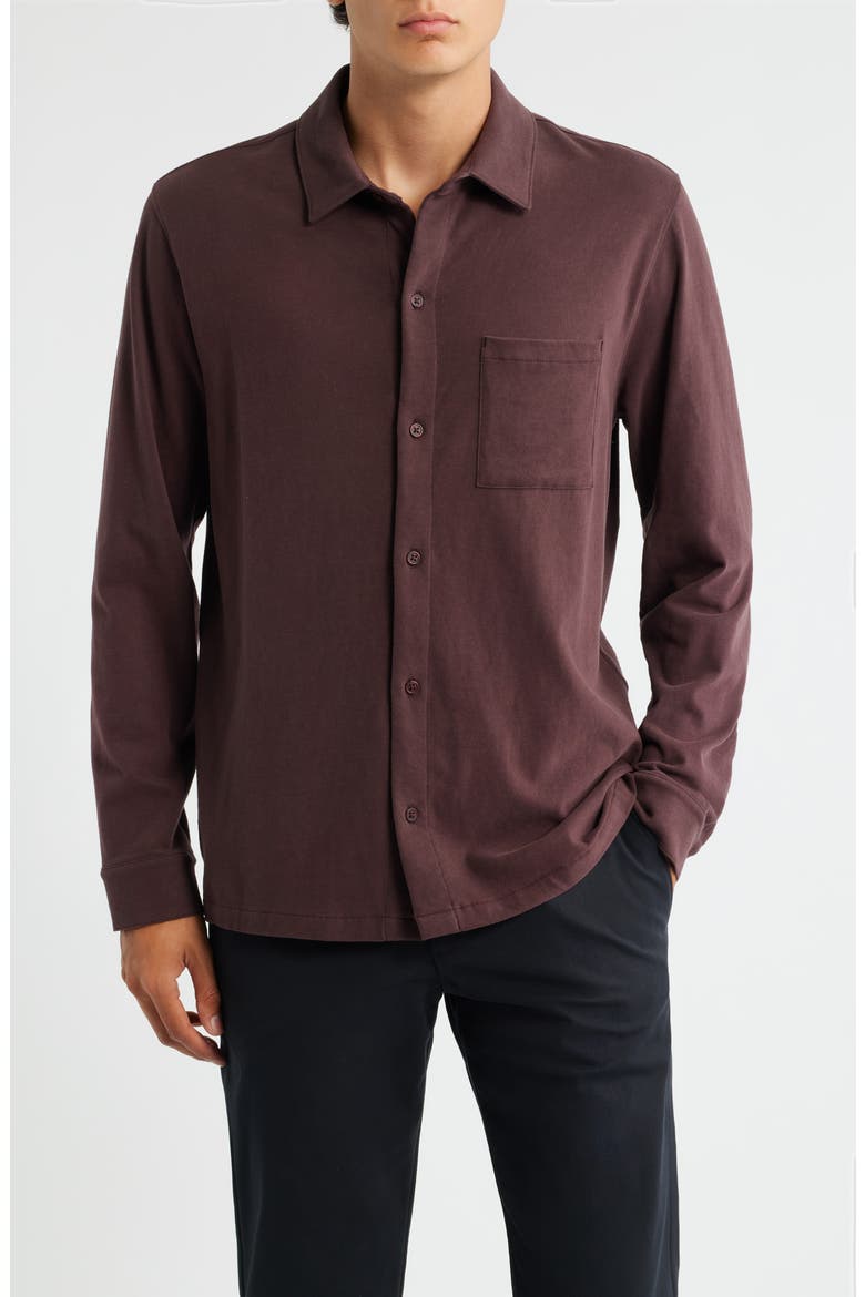 Sueded Knit Button-Up Shirt, Main, color, PORT