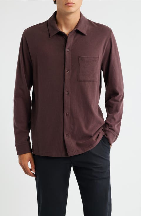Sueded Knit Button-Up Shirt