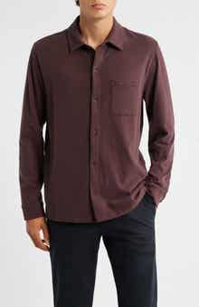 Vince Sueded Knit Button-Up Shirt